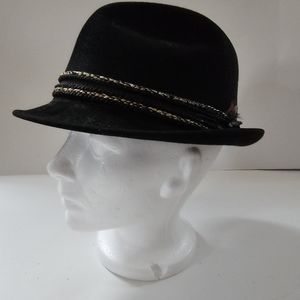 Vintage Mallory felt fedora black hat 1950s-1960s Retro style